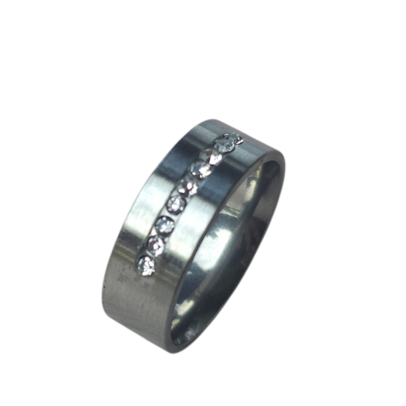 Other - New Stainless Steel Men's Ring with Cubic Zirconia Accents Size 11